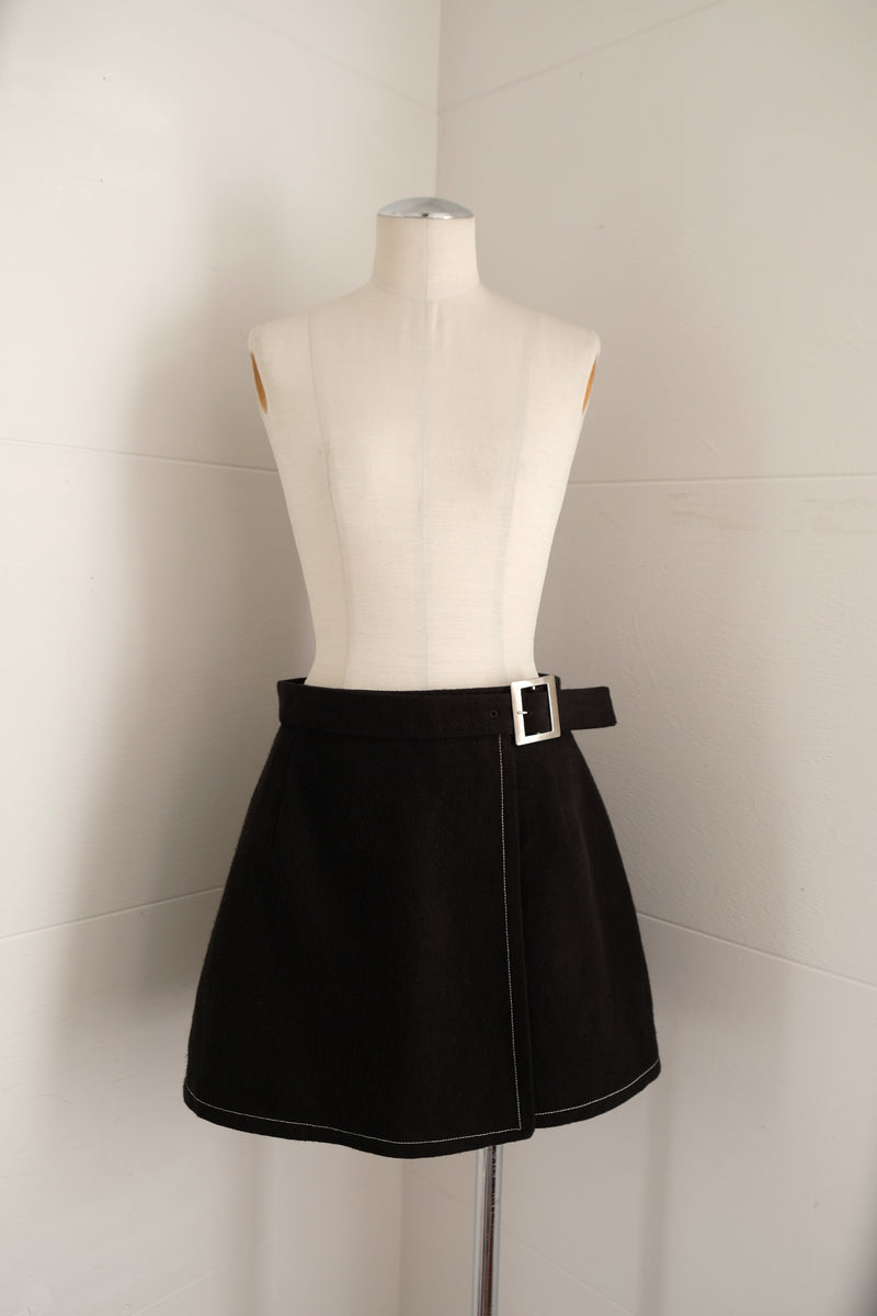 linen wrap mini skirt