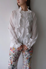cotton lace trimmed blouse