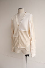 military rib patchwork cardigan
