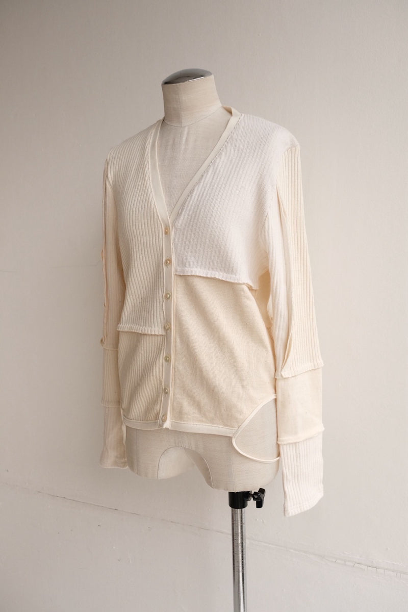 military rib patchwork cardigan