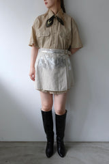 linen wrap mini skirt