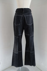 black denim patchwork pants