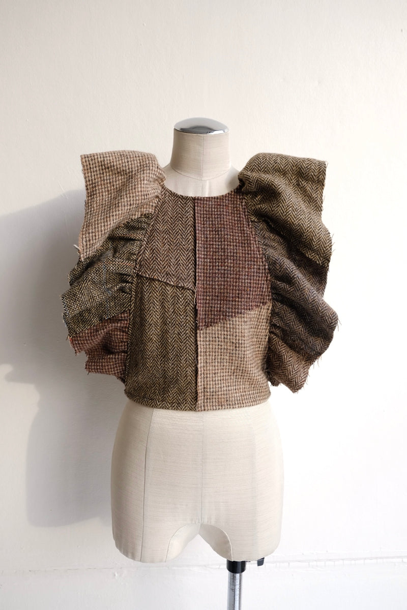 tweed frill backless top