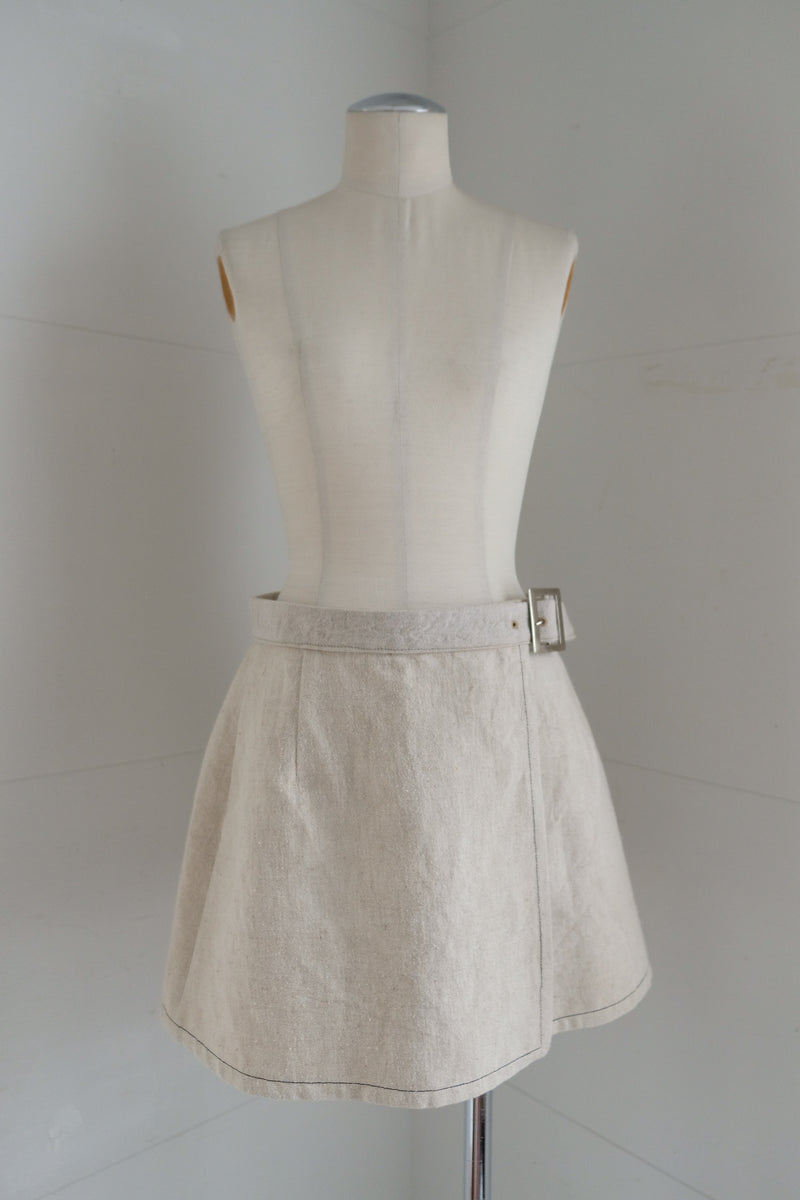 linen wrap mini skirt