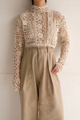 crochet lace high neck top