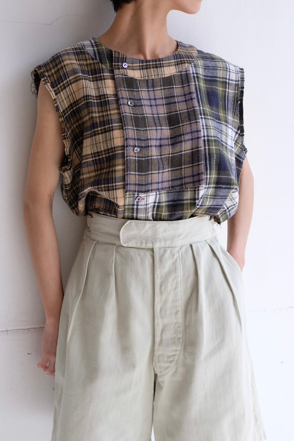 no sleeve check shirt