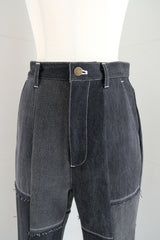 black denim patchwork pants