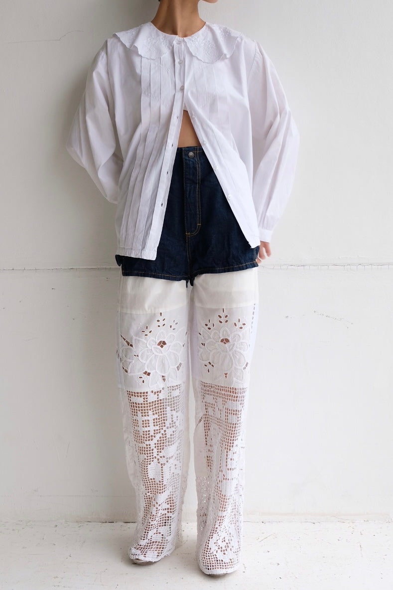 open side denim short pants