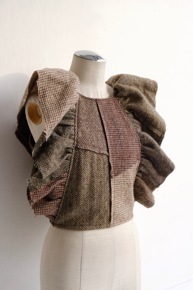 tweed frill backless top