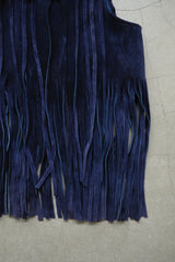 suede leather fringe vest