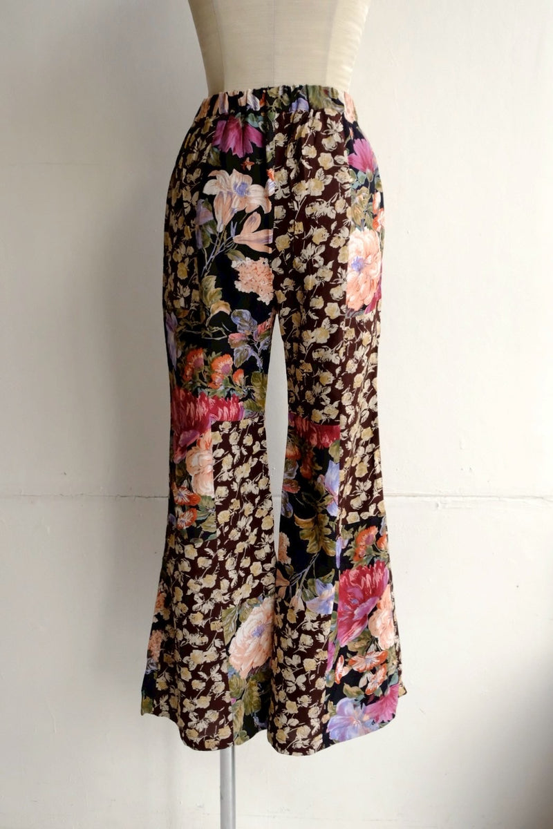 flower rayon flare pants