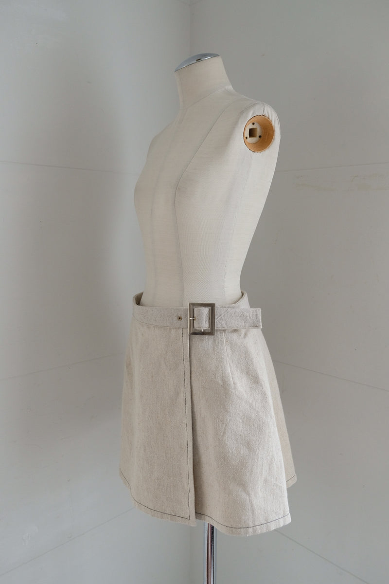 linen wrap mini skirt