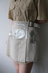 linen wrap mini skirt