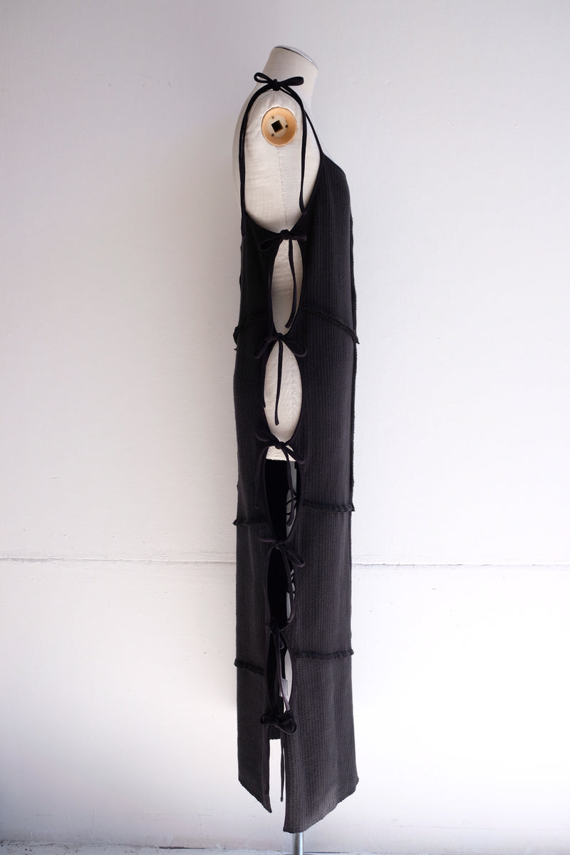 rib ribbon long dress