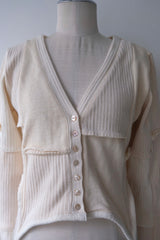 rib patchwork gater cardigan