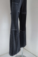 black denim patchwork pants