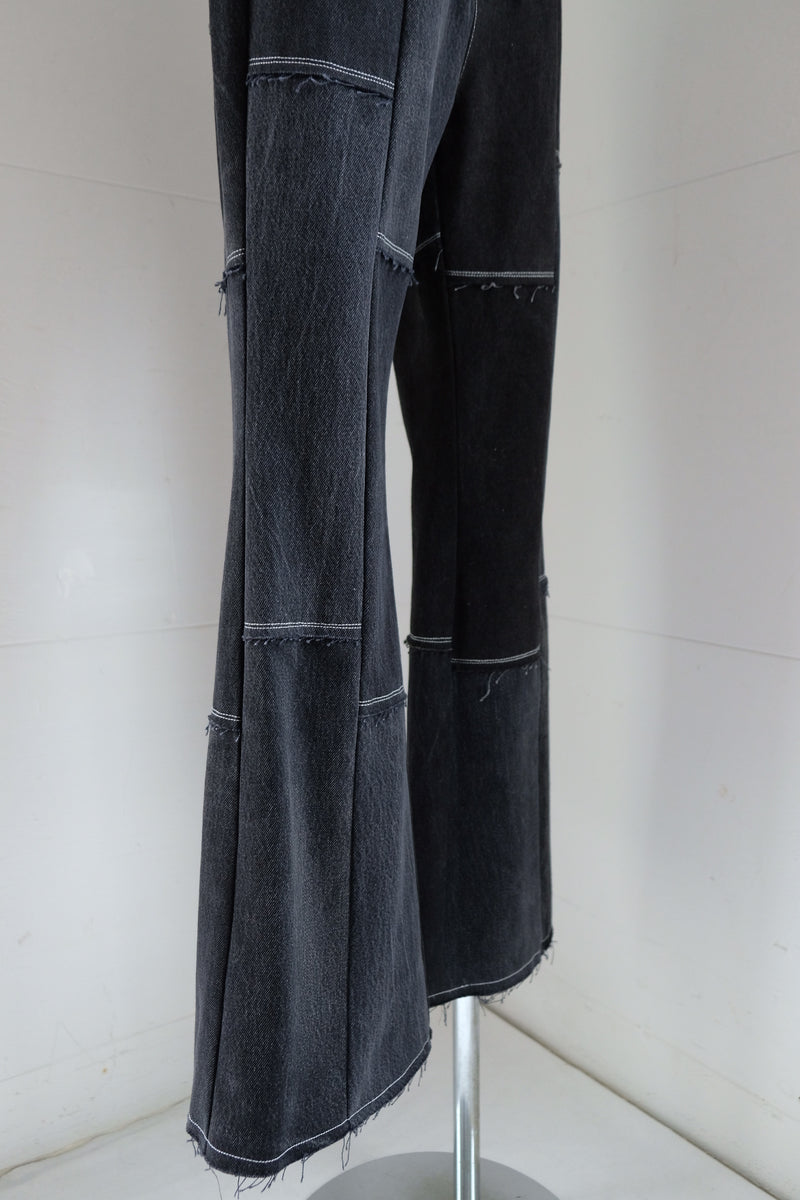 black denim patchwork pants