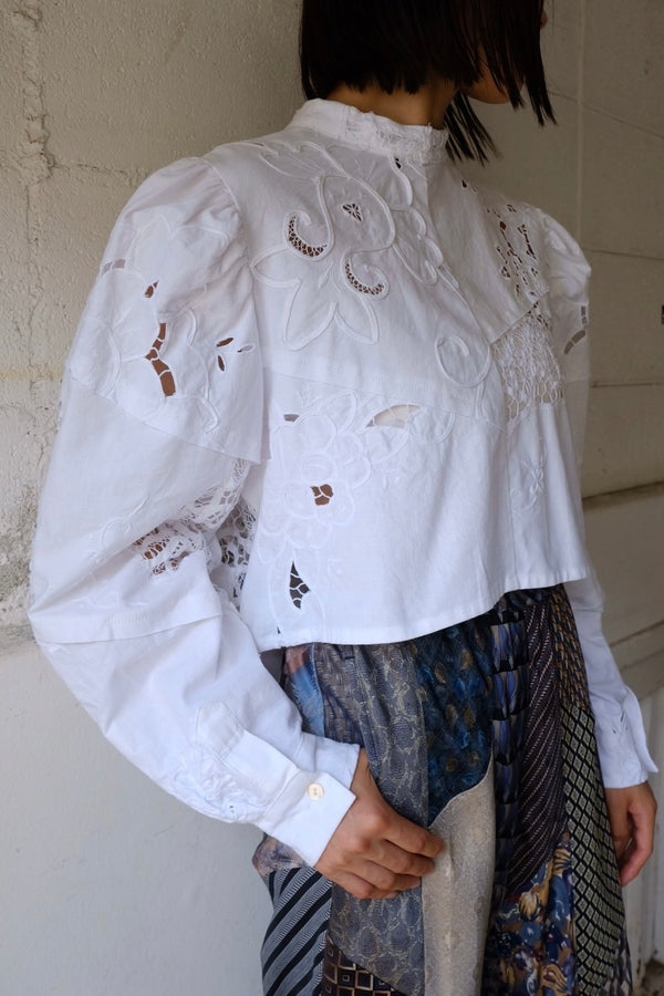 cutwork short blouse