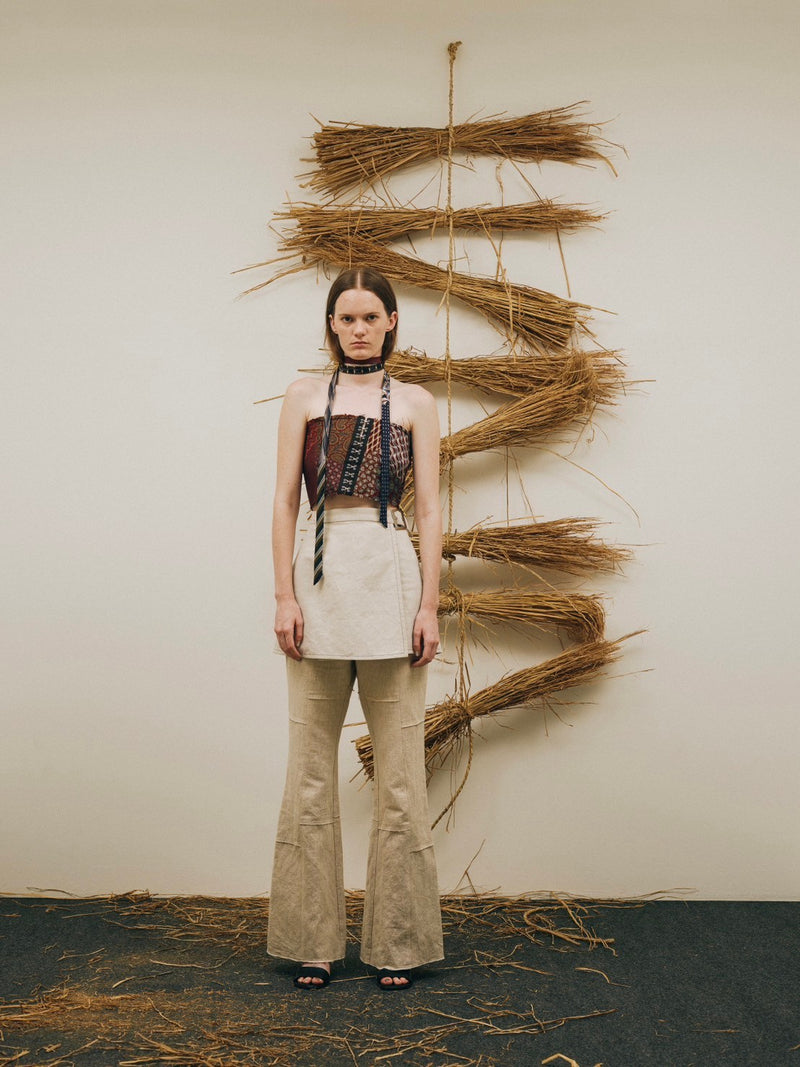 linen wrap mini skirt