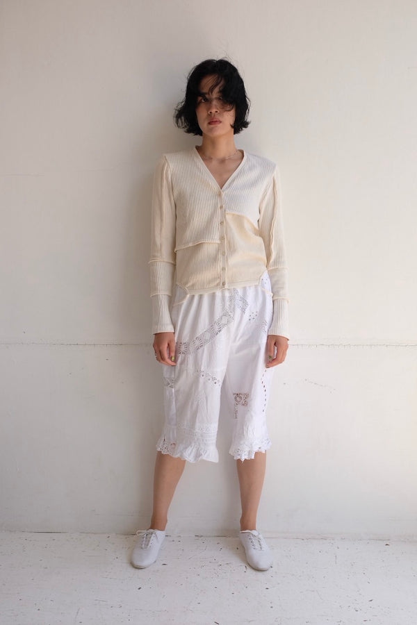 military rib patchwork cardigan