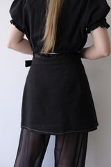 linen wrap mini skirt