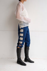 open side denim pants