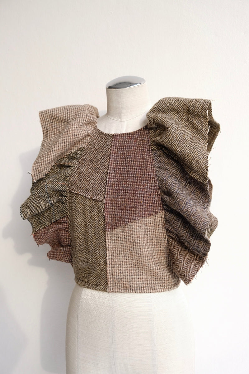tweed frill backless top