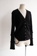 military rib patchwork cardigan