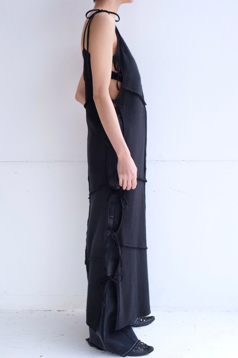 rib ribbon long dress