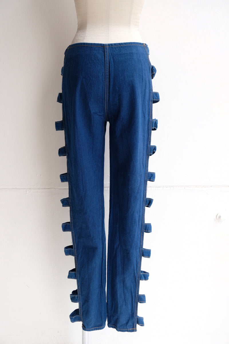 open side denim pants