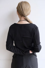 rib patchwork gater cardigan