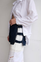 open side denim short pants