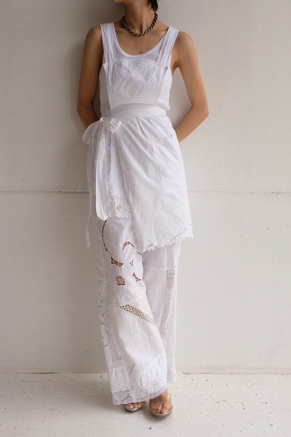 cutwork lace frill pants