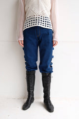 open side denim pants
