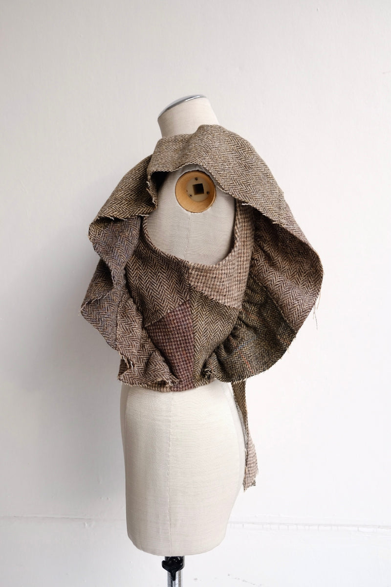 tweed frill backless top