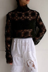 crochet lace high neck top
