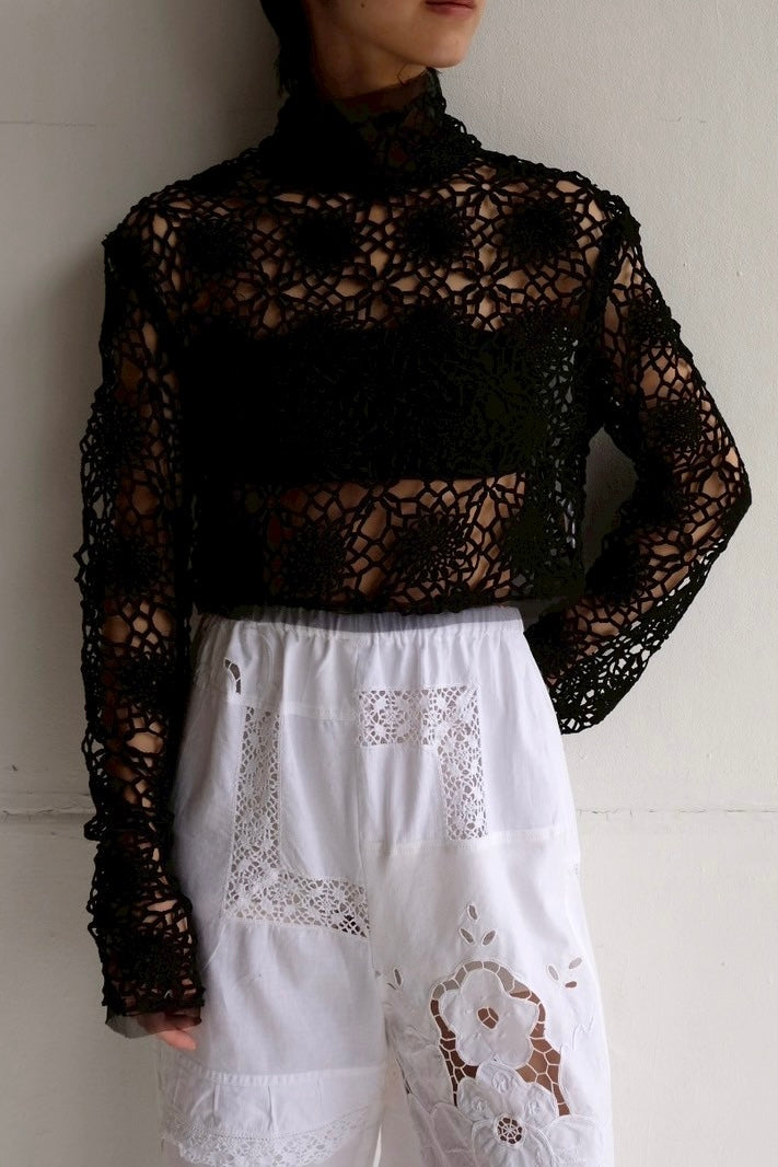 crochet lace high neck top