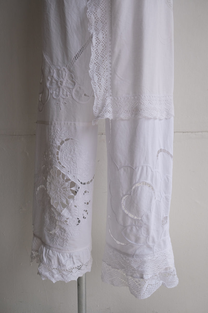 cutwork lace frill pants