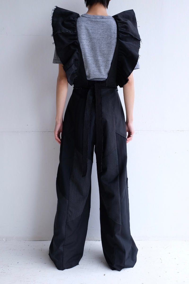denim frill backless top