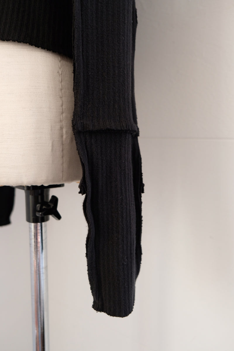 rib zip high neck top