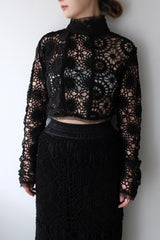 crochet lace high neck top