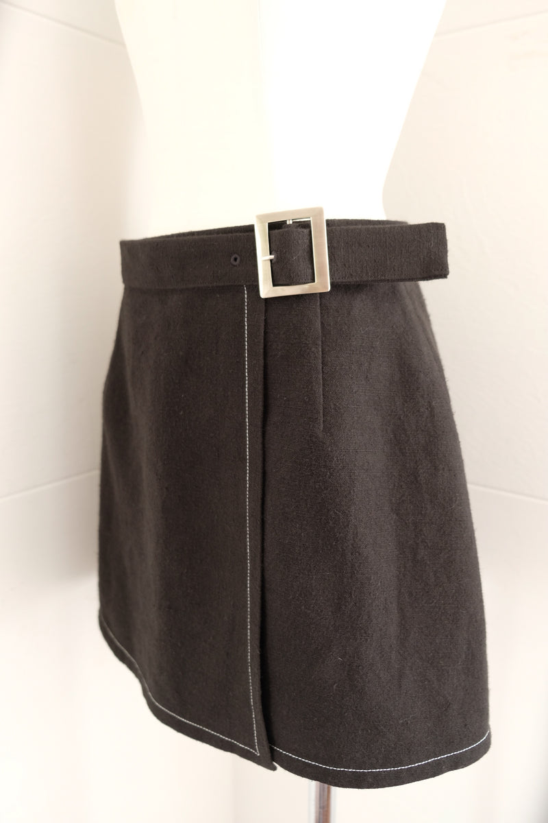 linen wrap mini skirt
