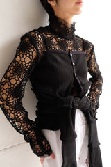 military rib patchwork cardigan