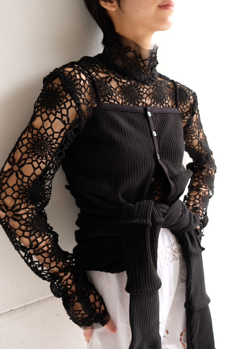 military rib patchwork cardigan