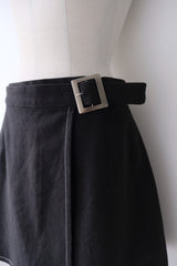 linen wrap mini skirt