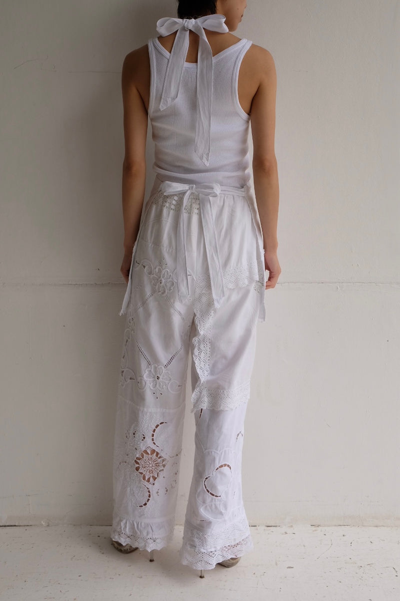 cutwork lace frill pants