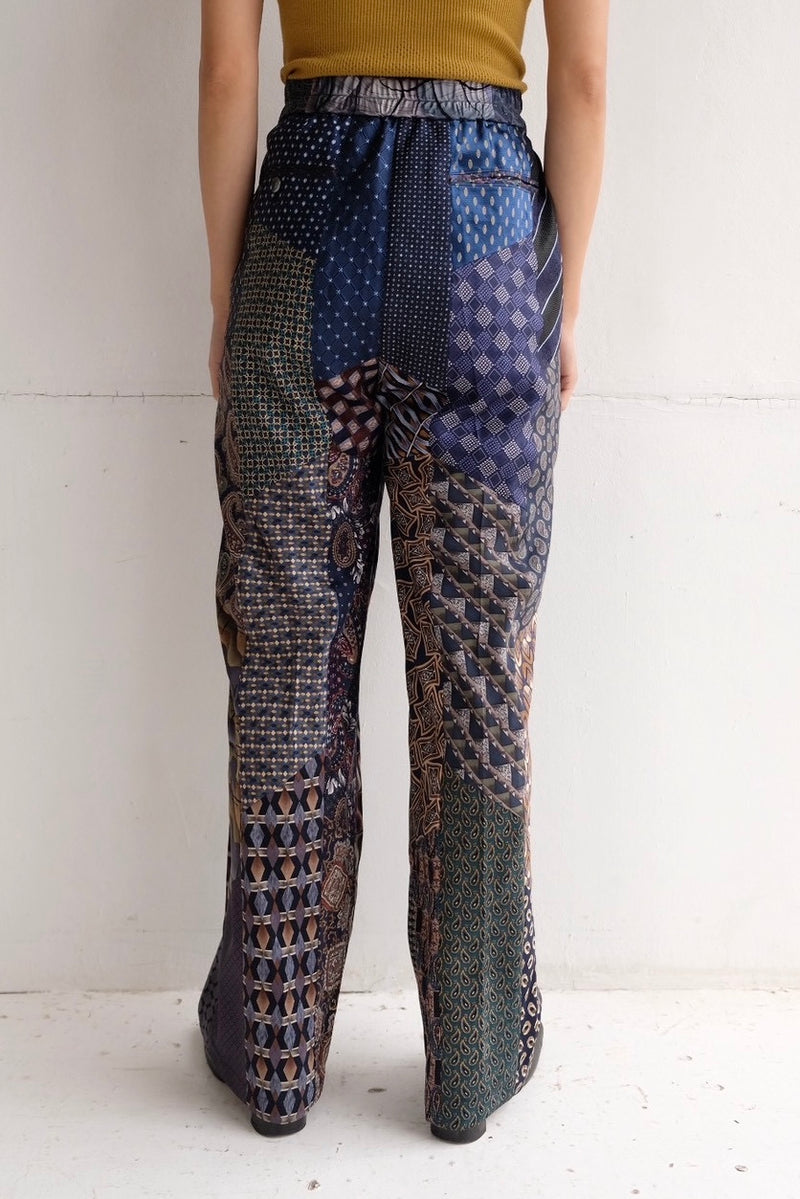 tie patchwork easy pants