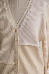 military rib patchwork cardigan