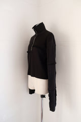 rib zip high neck top