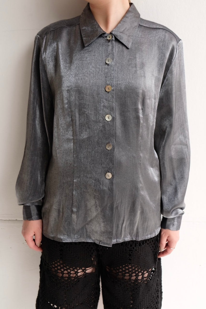 metallic long sleeve shirt